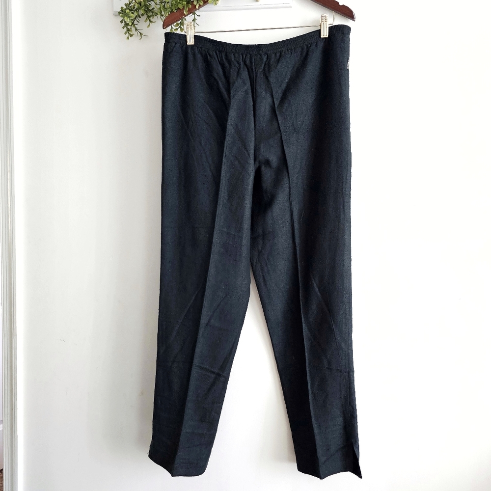 Vintage Tapooz Pure Silk Pants Gray Elastic Waist Tapered Minimalist Size M